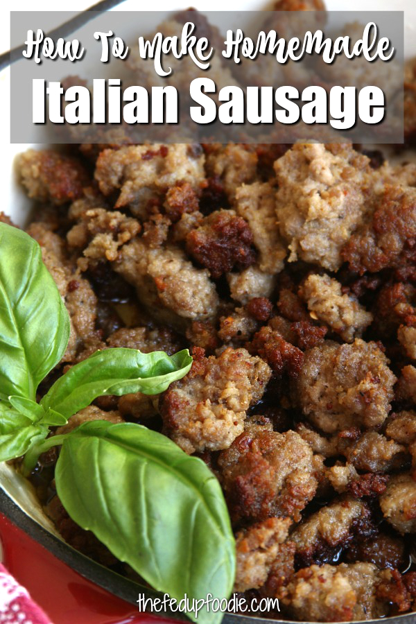 Homemade Italian Sausage is extremely easy to make and allows you to adjust spices to to the level that is perfect for your taste preferences. No yucky fillers or additives because it is all in your control. This recipe makes a wonderfully mild sausage perfect for spaghetti sauce or sausage patties.#ItalianSausage #HomemadeItalianSausage
https://www.thefedupfoodie.com