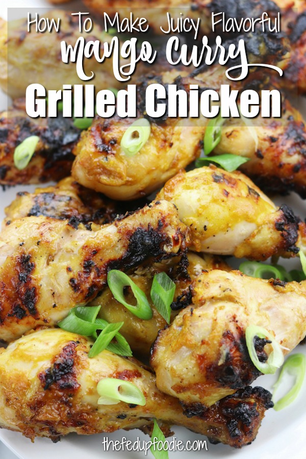 Mango Curry Grilled Chicken recipe creates tender sweet and savory grilled chicken. Simple ingredients are mixed together, poured over the chicken, marinated overnight and then grilled the next day to create the best tasting chicken for anytime of the year. An absolute favorite!
#GrilledChickenRecipes #MangoCurry #GrilledChickenMarinade #MangoCurryGrilledChicken https://www.thefedupfoodie.com