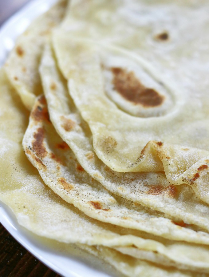 Up close photo of Homemade Flour Tortillas.