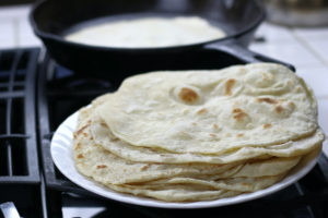 A Stack of Fresh Homemade Flour Tortillas