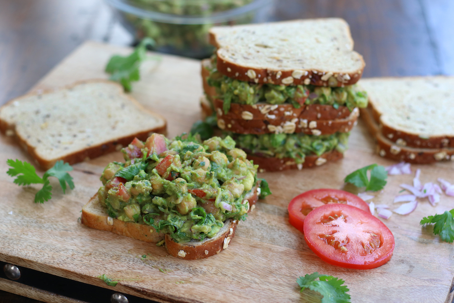 The halfway point of Chickpea Sandwiches being formed.