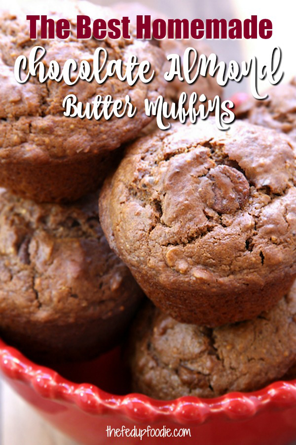 Chocolate Almond Butter Muffins are fluffy and chocolatey with hints of almond butter and creamy chocolate chips. Such an easy muffin for clean eating. #ChocolateMuffins #HealthyChocolateMuffins #HealthyChocolateMuffinsEasy https://www.thefedupfoodie.com