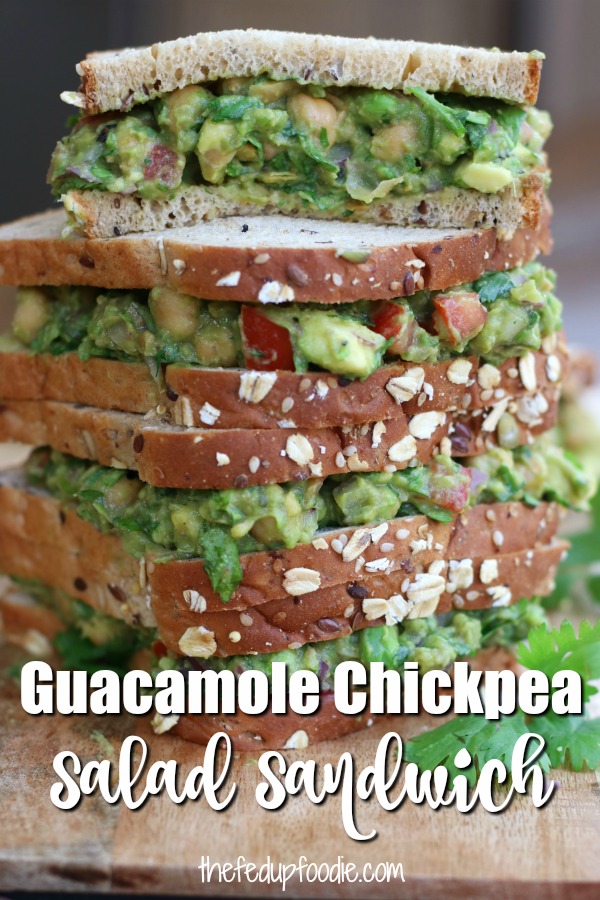 This Guacamole Chickpea Salad Sandwich is an extremely tasty and very easy meal that is perfect for lunch or dinner. This recipe can be served on various types of bread, as a salad topping or with chips or crackers. 
#ChickpeaSaladSandwich #EasyChickpeaSaladSandwich #AvocadoChickpeaSaladSandwich #AvocadoRecipes #ChickpeaSaladSandwichNoMayo
https://www.thefedupfoodie.com