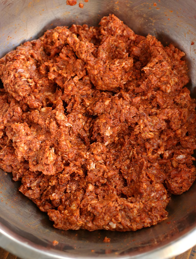 Up close photo of freshly made Homemade Chorizo.