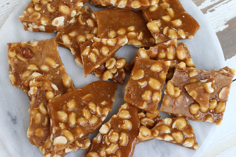 Overhead photo of Easy Peanut Brittle Recipe.