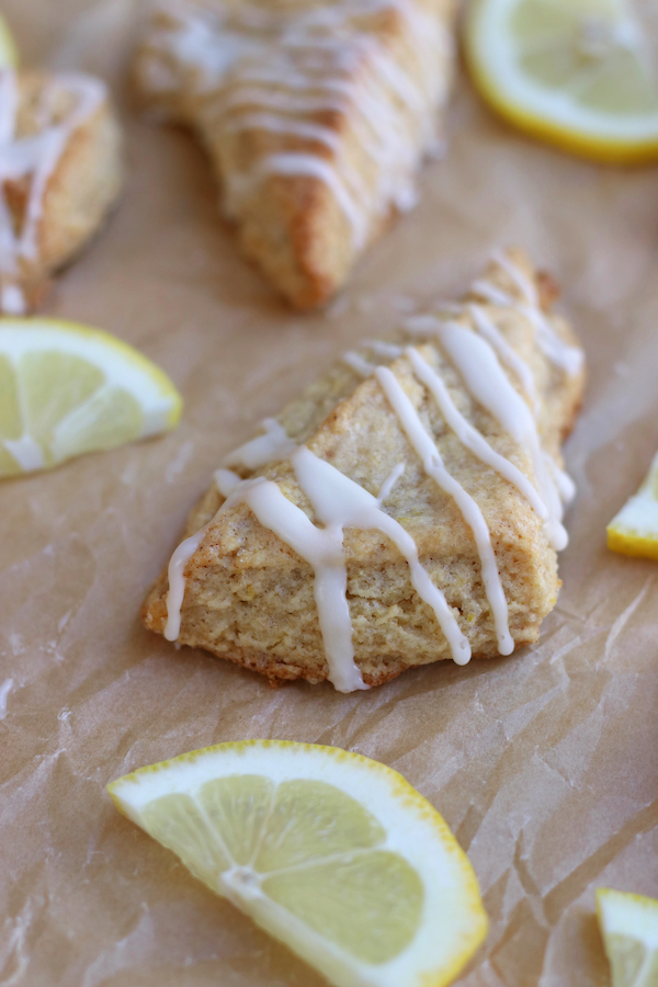 Scones slayed out with lemon slices from Soft Lemon Scones Recipe.