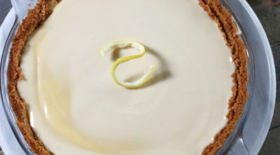 Overhead photo of Old Fashioned Cream Cheese Pie.