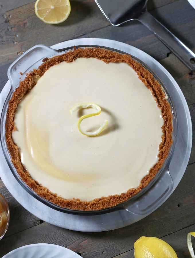 Overhead photo of Old Fashioned Cream Cheese Pie.