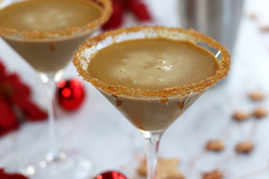 A Christmas Martini with brown sugar on the rim.