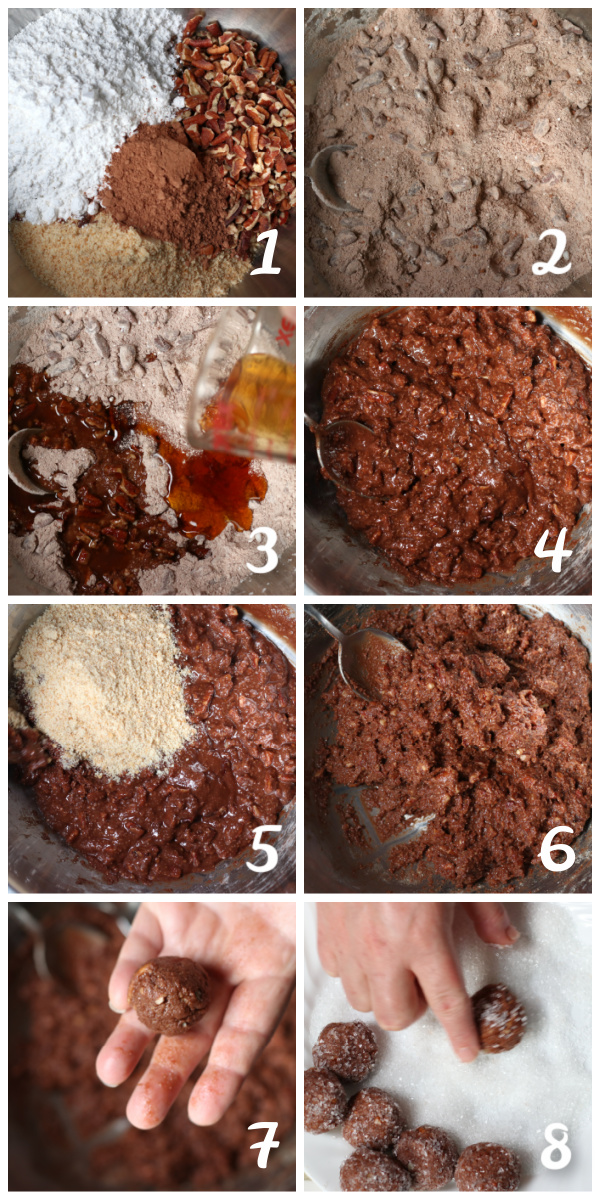 Photo collage of Steps for Making Rum Balls.