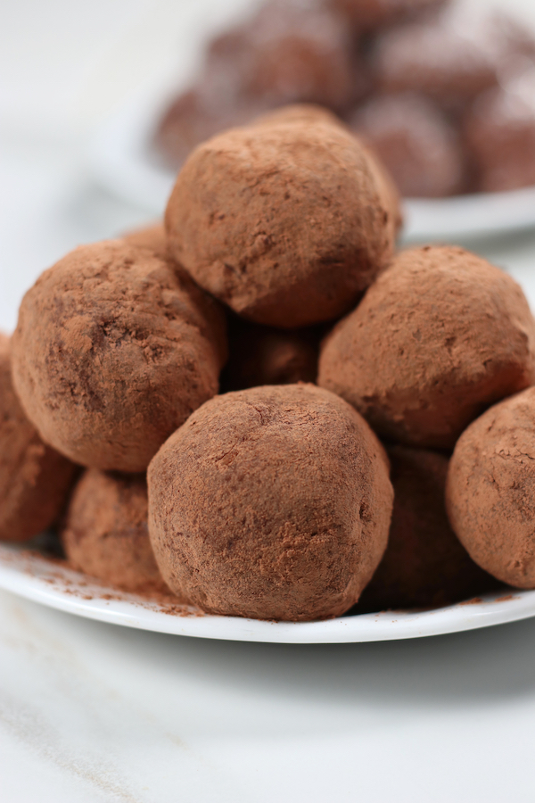 Traditional Rum Balls rolled in cacao powder.