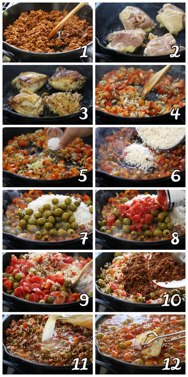 Steps to making Chicken and Chorizo Casserole.