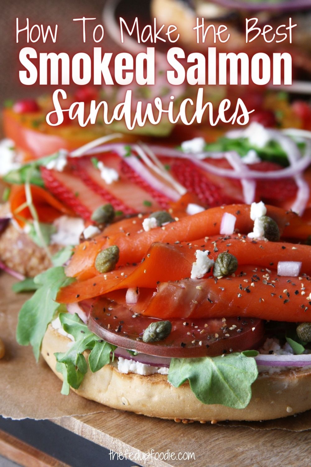 Smoked Salmon Sandwiches (or Lox Sandwiches) are an easy and healthy all-purpose meal great for anytime of year, but especially wonderful for when it is too hot to cook. These sandwiches are gourmet enough for special brunches and are simple enough for a quick lunch or dinner.
#LoxAndBagels #LoxSandwich #SandwichIdeasForLunch #SandwichIdeasForDinner #SmokedSalmonRecipes #SmokedSalmonSandwich #SandwichIdeas