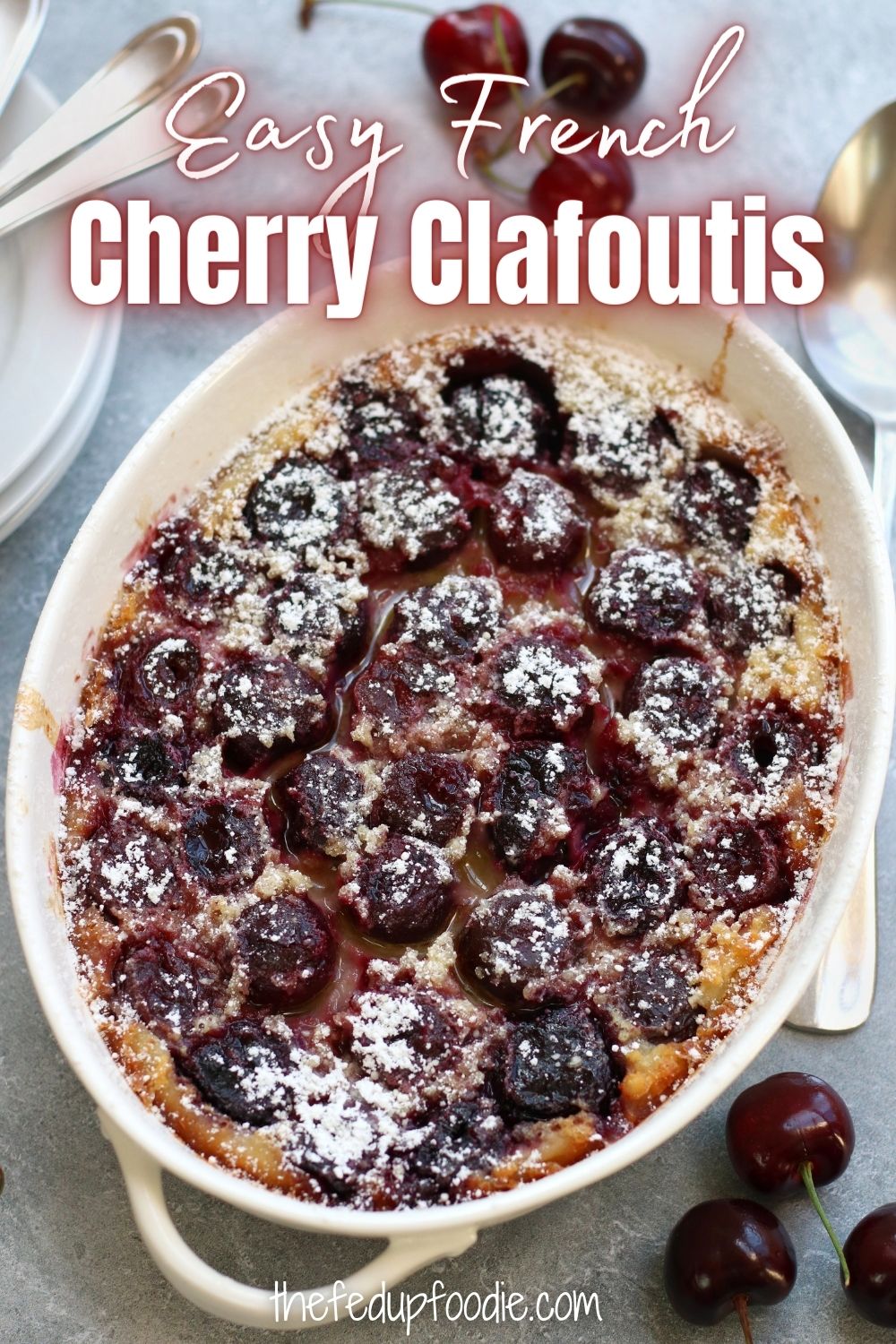 Cherry Clafoutis is like a cross between an almond custard and a baked fruit pancake. This French dessert is incredibly easy to make and yet feels gourmet enough for special occasions. Fresh or frozen cherries may be used or any fruit of your choosing.
#CherryClafoutis #CherryClafoutisRecipe #CherryClafoutisEasy #FrenchCherryClafoutis #ClafoutisRecipeFrenchDesserts #FreshCherryDesserts #FreshCherryDessertRecipes 