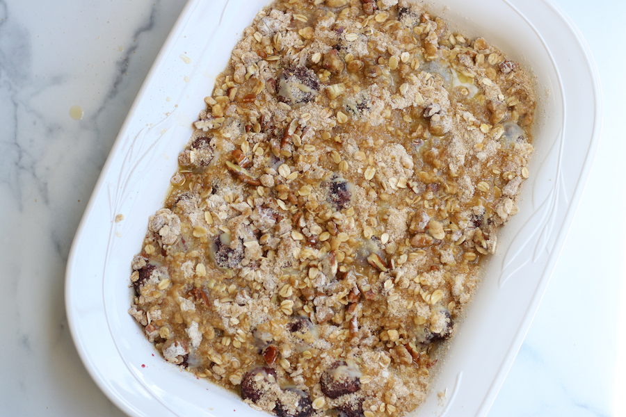 Cherry Crisp before baking.