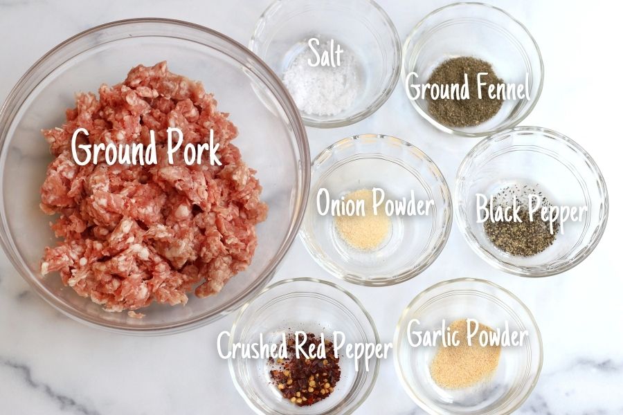 Ingredients for Homemade Italian Sausage (Ground Pork and Italian Sausage Seasonings)