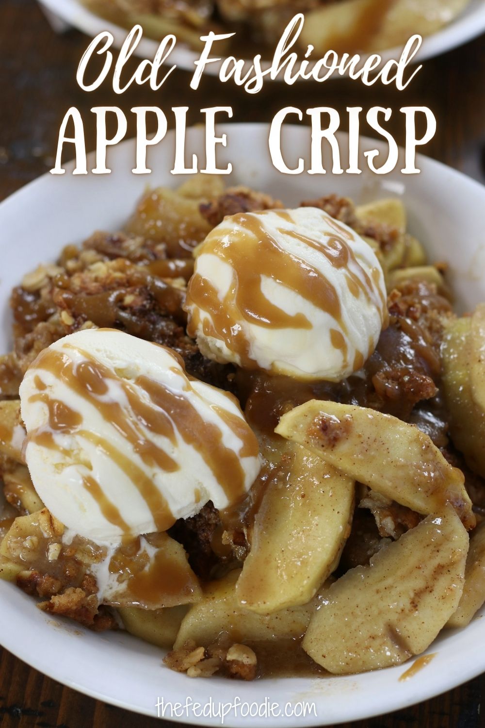 This Apple Crisp recipe has a homemade apple pie filling and the most addictive crumble topping made of oats, cinnamon and chopped pecans. Loaded with flavor and an extra crispy topping, this fall dessert does not disappoint. 
#AppleCrisp #AppleCrispRecipeWithOats #AppleCrispTopping #AppleCrispWithOatmeal #AppleCrispWithFreshApples #BestAppleCrispEver #HomemadeAppleCrisp #BakedAppleCrisp
