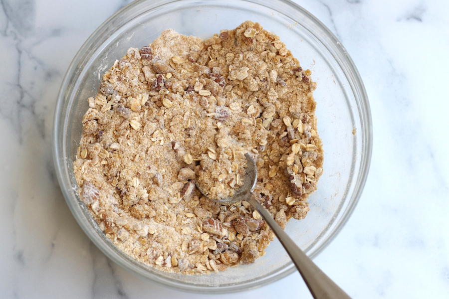 Fully mixed Crisp Topping for Apple Crisp.