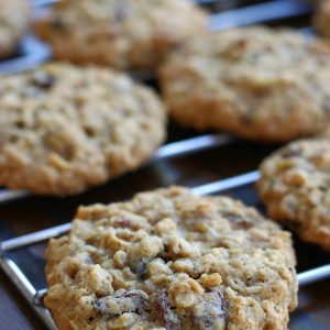 Oatmeal Coconut Cookies cooling on a rack.