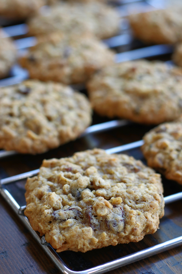 Oatmeal Coconut Cookies cooling on a rack.