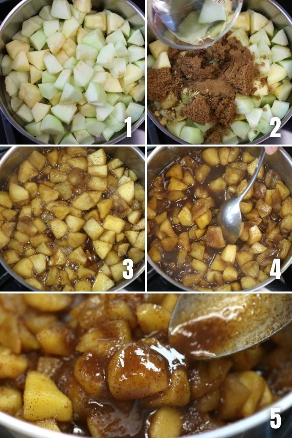 Steps showing how to make Apple Compote.