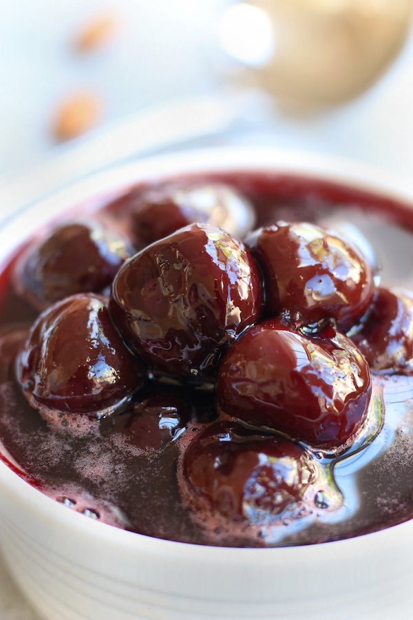 Up close picture of Cherry Sauce with Amaretto.