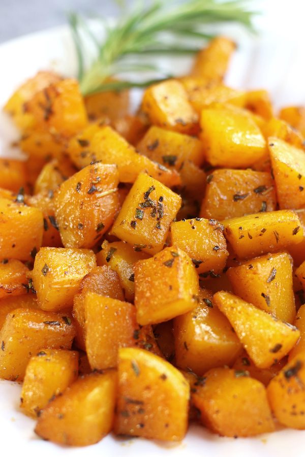 Roasted Butternut Squash with fresh rosemary bits.