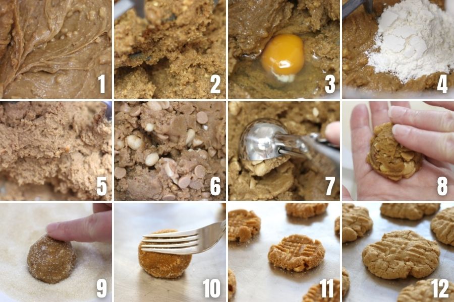 Pictures showing steps for making Best Peanut Butter Cookies.
