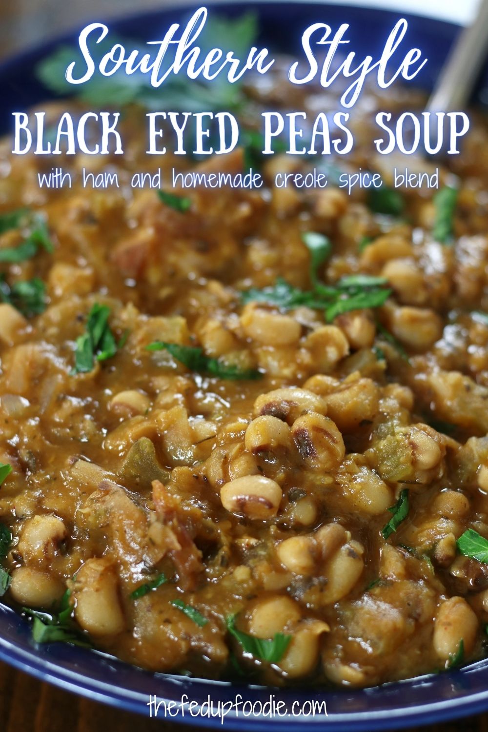 A New Year's tradition, this Black Eyed Pea Soup is incredibly easy to make, healthy and so very delicious. Serve over brown rice with my Old Fashioned Cornbread for a Southern soul food way to ring in the year. 
#BlackEyedPeasRecipe #BlackEyedPeas #BlackEyedPeaSoup #BlackEyedPeaSoupWithHam #BlackEyedPeaSoupWithHamHock #SouthernBlackEyedPeasSoulFood