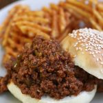 Homemade Sloppy Joes recipe on a sesame seed bun.