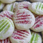 Up close photo of cookies made from Whipped Shortbread Recipe.