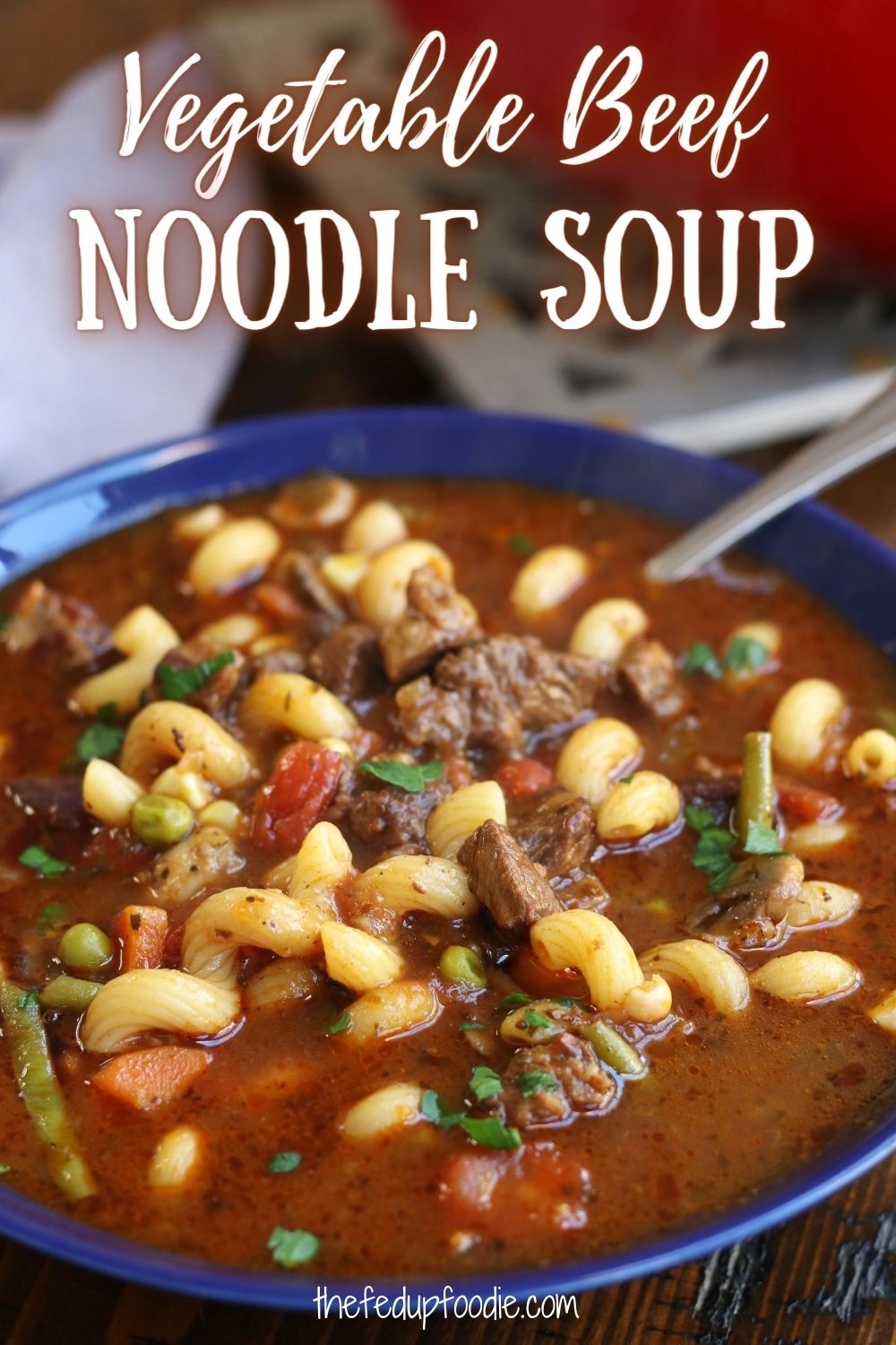 Homemade Beef Noodle Soup with tender chunks of beef, tomatoes and red wine in a rich and savory broth. This easy soup recipe is the best heart warming cozy winter meal. Stovetop, Instant Pot and slow cooker instructions included.
#BeefNoodleSoup #BeefNoodlesRecipes #BeefNoodlesSoupWithTomatoes #BeefNoodlesSoupWithStewMeat #NoodleSoupWithBeef #VegetableBeefNoodleSoupWithStewMeat #BeefBrothSoupRecipes #BeefSoupRecipesEasy