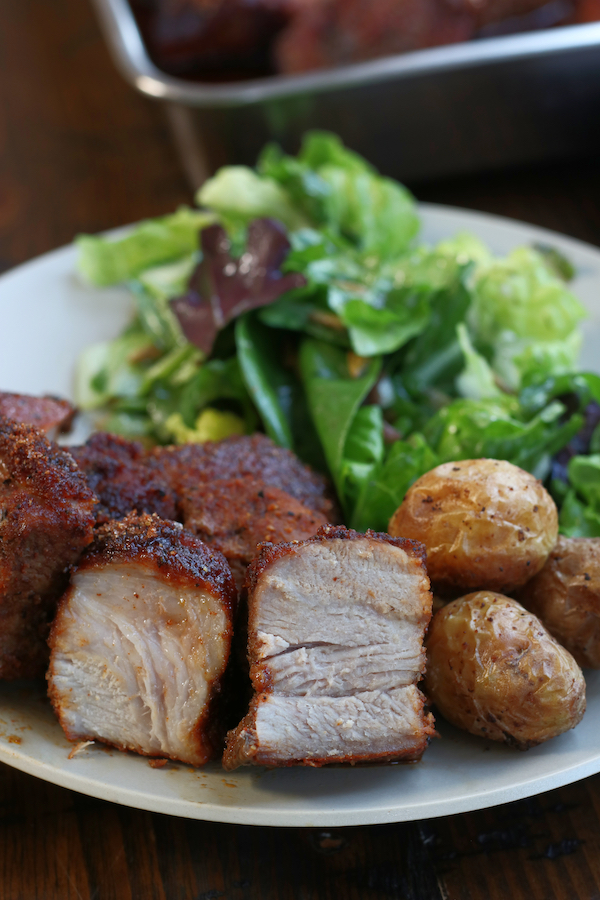 Cut Boneless Pork Ribs that were bake in the oven.