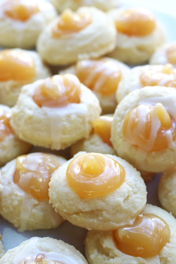 A pile of Lemon Curd Filled Cookies.