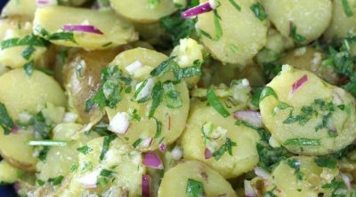 Up close photo of Italian Potato Salad.