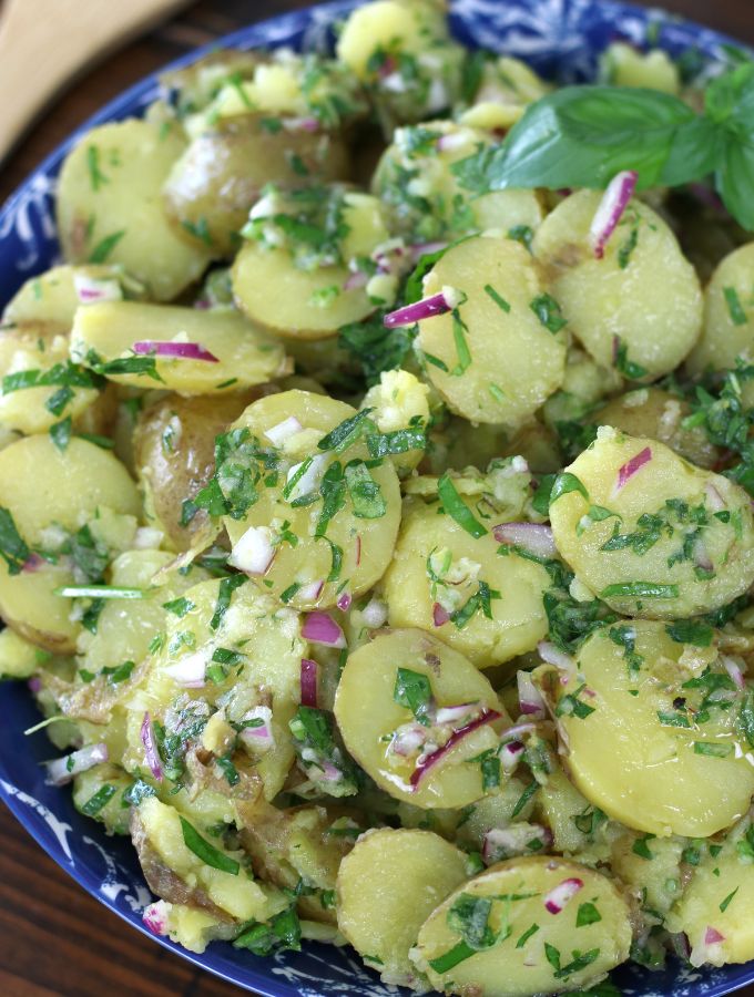 Up close photo of Italian Potato Salad.