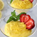 Two Zabaglione Italian Custards served in martini glasses.