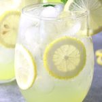 Up close photo of a Limoncello Spritz.