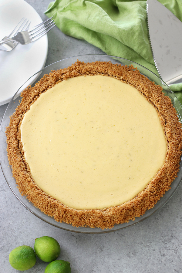 Overhead photo of the Best Key Lime Pie with no whipped cream.