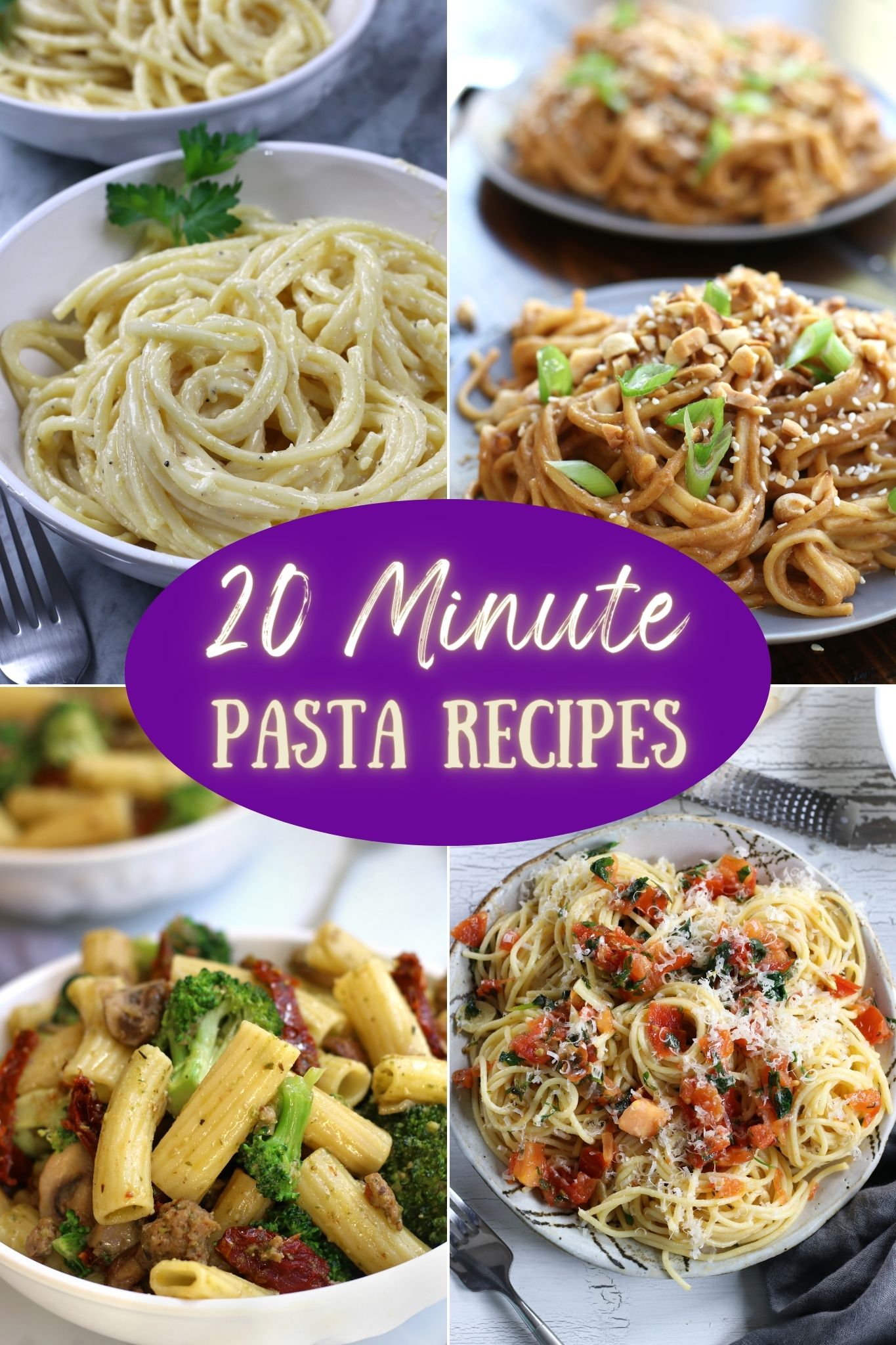 Most people struggle with what to make for a quick dinner that everyone will love. These 20 minute pasta recipes are family favorites that are quick, easy, and delicious. Bonus - they can be served in about 20 minutes. #20MinutePasta #20MinutePastaRecipes #20MinutePastaMeals #20MinutePastaDinners