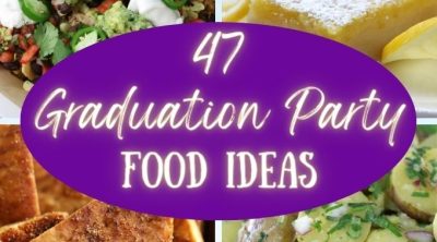 Collage of 4 photos from the 47 Graduation Party Food Ideas Post.