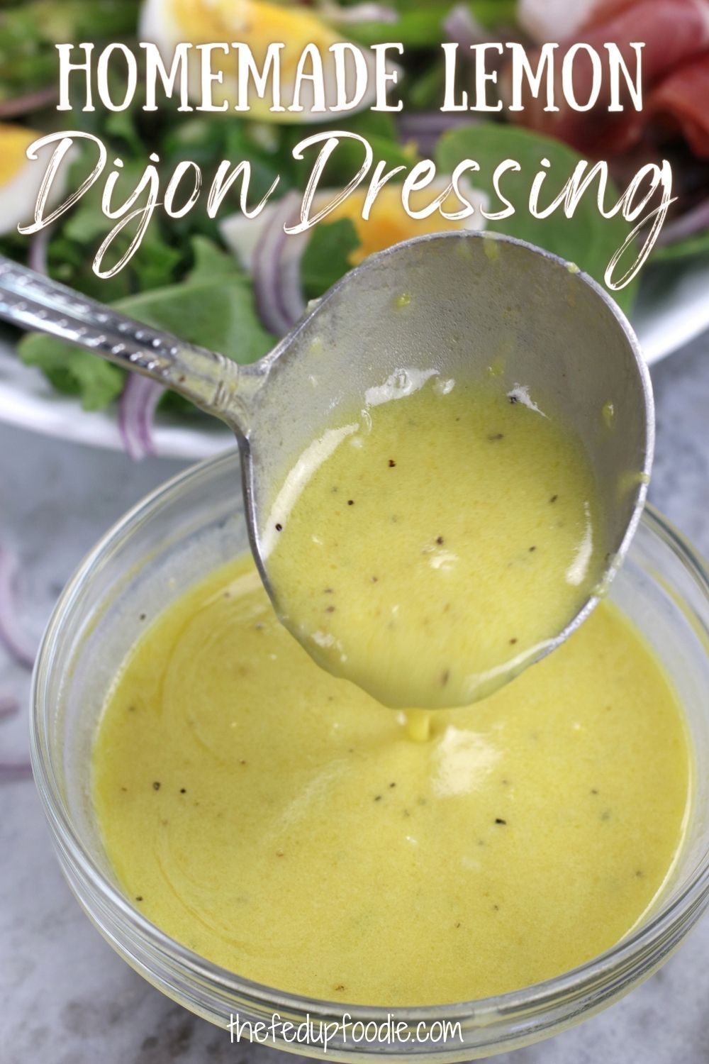 Easy to make, bright and tangy, this Lemon Dijon Dressing is a healthy and delicious way to enjoy homemade salads. Wonderful with seafood, poultry and several types of vegetables. Additionally, tips included in the post for using this dressing as a marinade. 
#LemonDijonVinaigrette #LemonDijonDressing #LemonDijonSaladDressing #LemonDijonVinaigretteDressing #LemonMustardVinaigrette #LemonMustardDressing 