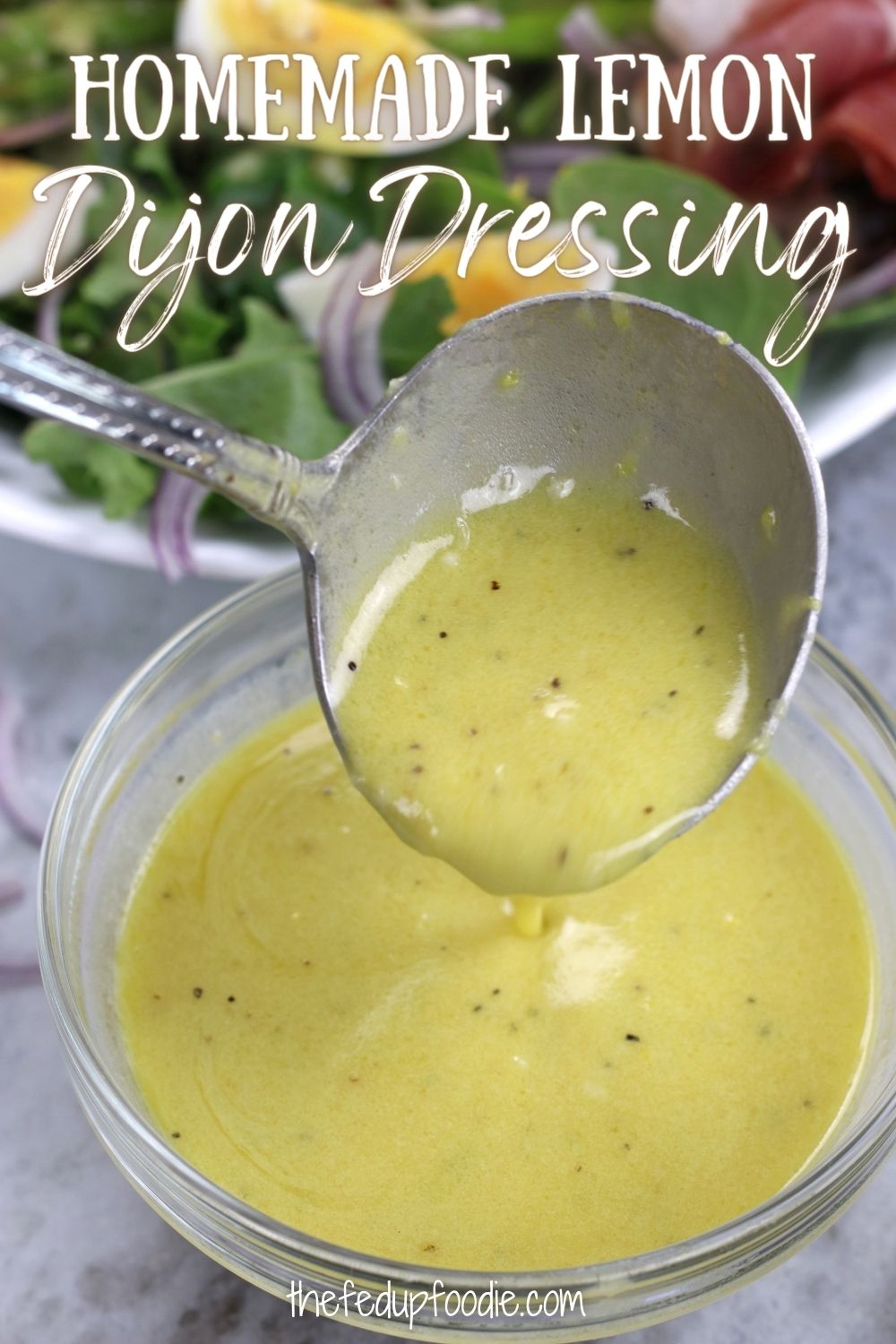Easy to make, bright and tangy, this Lemon Dijon Dressing is a healthy and delicious way to enjoy homemade salads. Wonderful with seafood, poultry and several types of vegetables. Additionally, tips included in the post for using this dressing as a marinade. 
#LemonDijonVinaigrette #LemonDijonDressing #LemonDijonSaladDressing #LemonDijonVinaigretteDressing #LemonMustardVinaigrette #LemonMustardDressing 