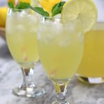 The Best Lemonade recipe poured into two glasses.