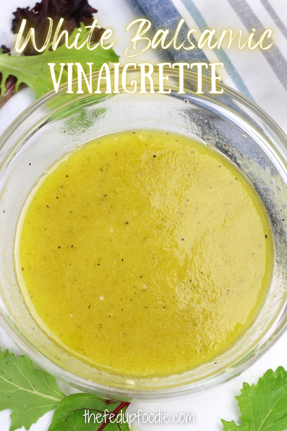 With a delicious balance of sweet to tart, this White Balsamic Vinaigrette is a wonderful companion to all kinds of summer salads and is incredibly easy to make. Made with white balsamic vinegar, extra virgin olive oil, garlic and Dijon Mustard. 
#WhiteBalsamicVinaigrette #WhiteBalsamicVinaigretteDressing #WhiteBalsamicDressing #WhiteBalsamicVinegarette #WhiteBalsamicDressingRecipe #WhiteBalsamicVinaigretteRecipe #WhiteBalsamicSaladDressing
