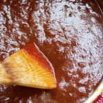 Overhead photo of Homemade BBQ Sauce in a saucepan.