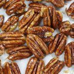 Up close photo of Maple Glazed Pecans.