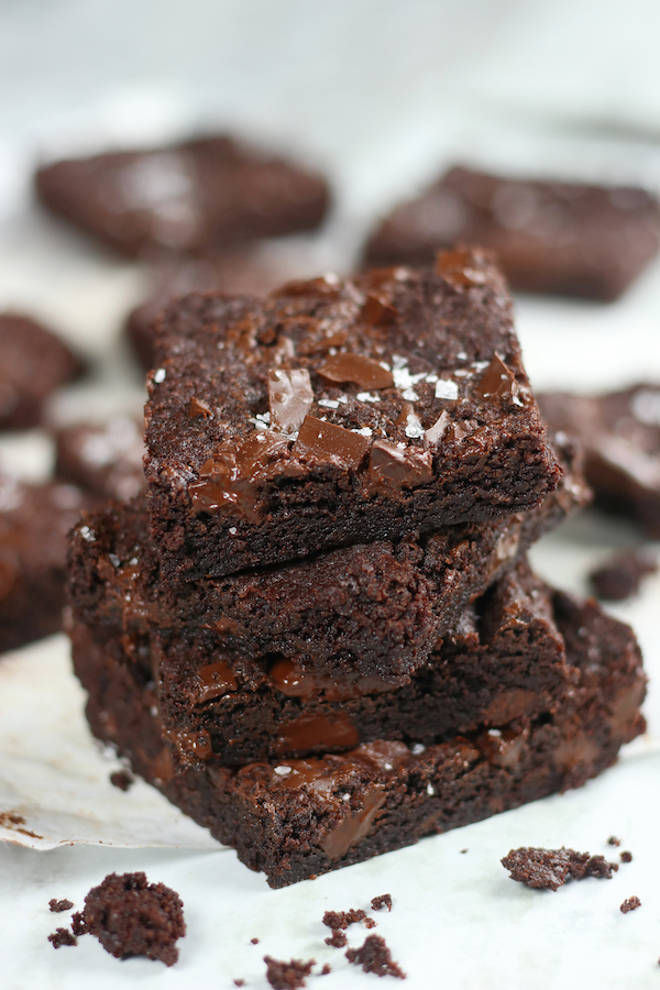A stack of ooey gooey Chewy Chocolate Brownies.