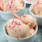 Peppermint Stick Ice Cream served with crushed candy canes.